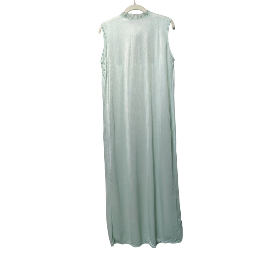 Vintage Sz M Mint Green Irish Inspired Lace Slip Dress Nightgown Maxi Celtic - Picture 5 of 5